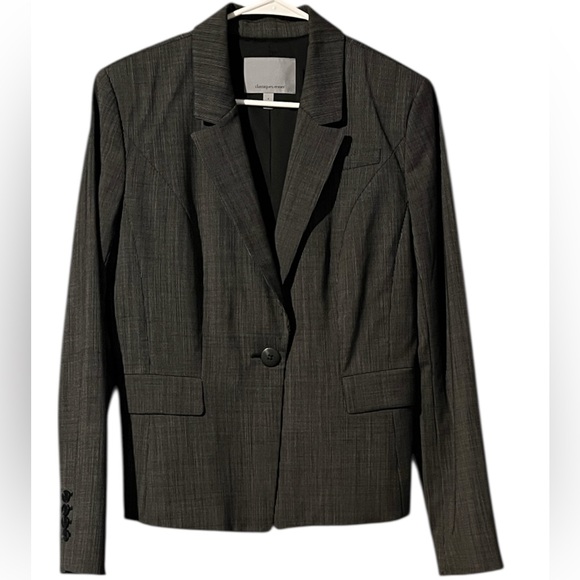 Classiques Entier Jackets & Blazers - Classiques Entier Charcoal Wool Striped Blazer
